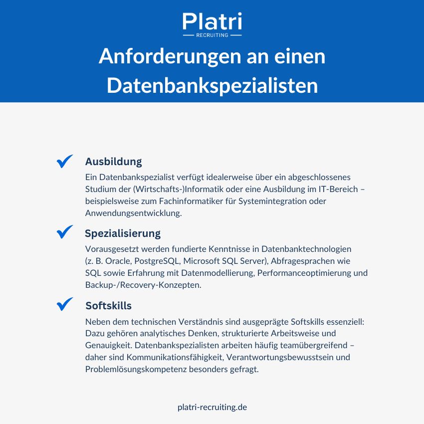 Grafik von Anforderungen Datenbankspezialist