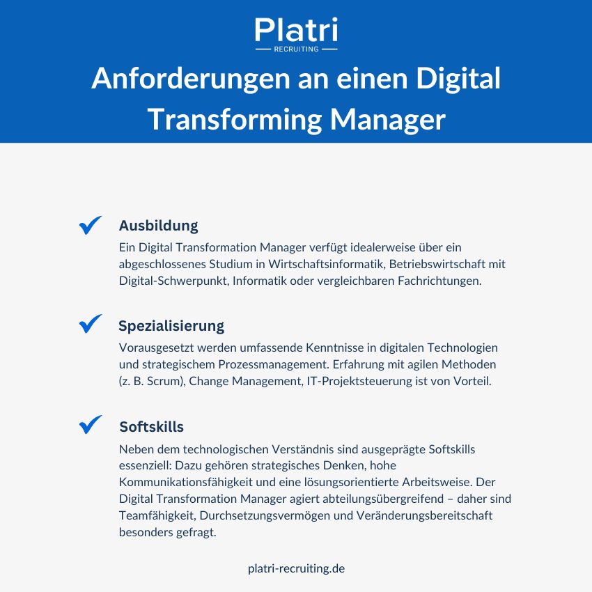 Grafik von Anforderungen an einen Digital Transforming Manager